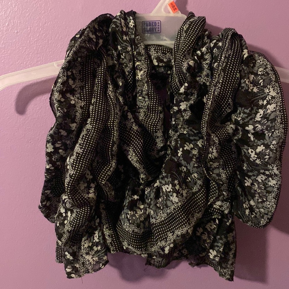 Black & White Floral Scarf